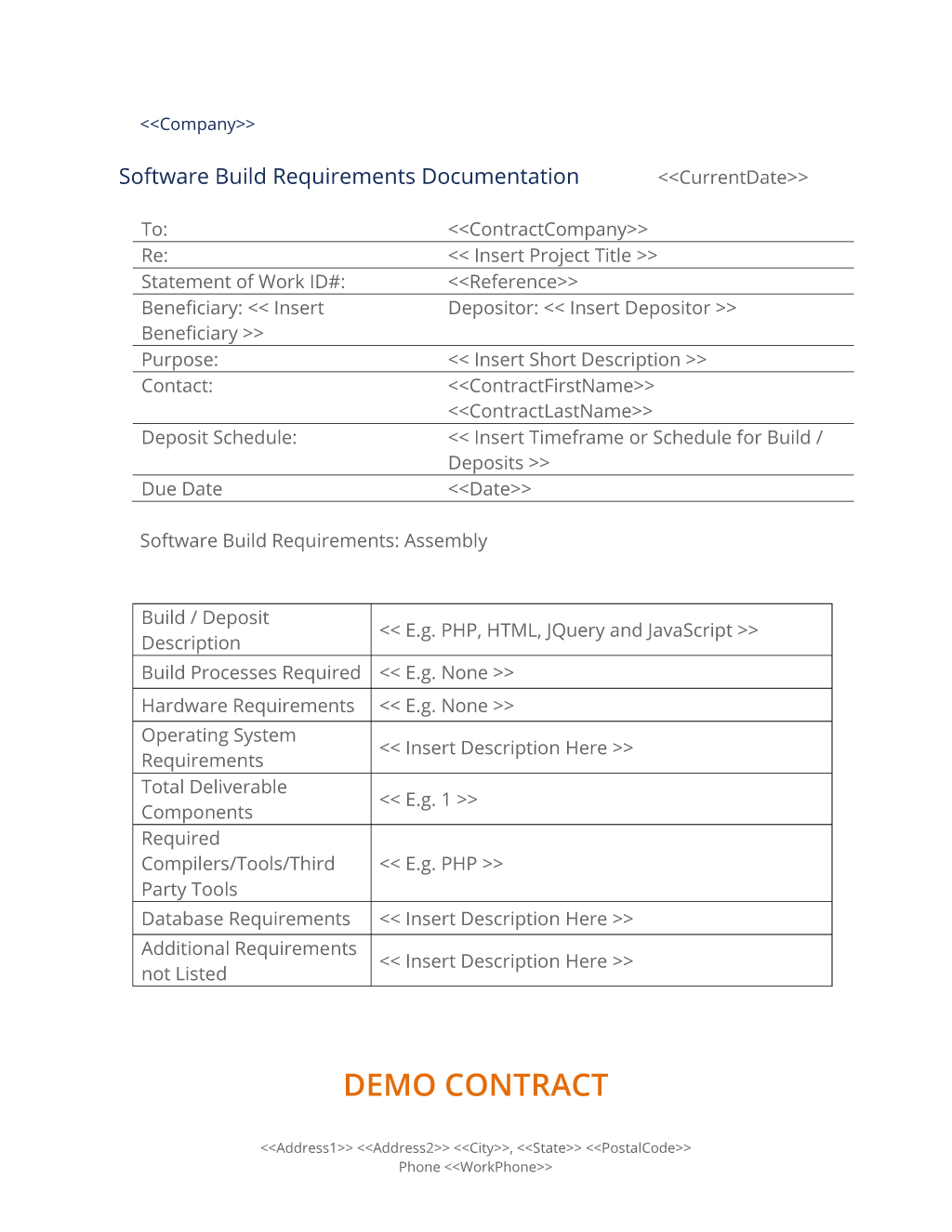 sample requirements document for software development