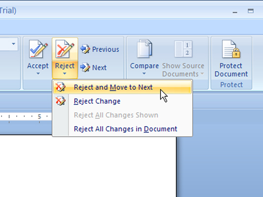 how to accept changes to word document