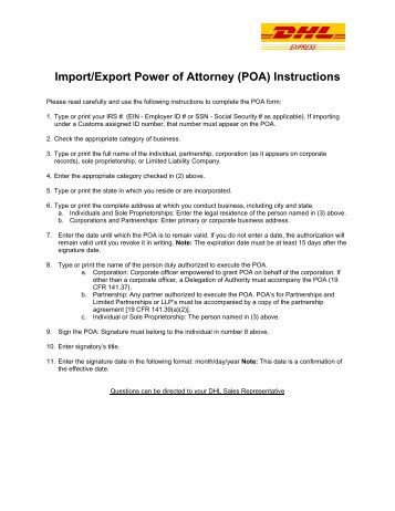 power of attorney ups documentation