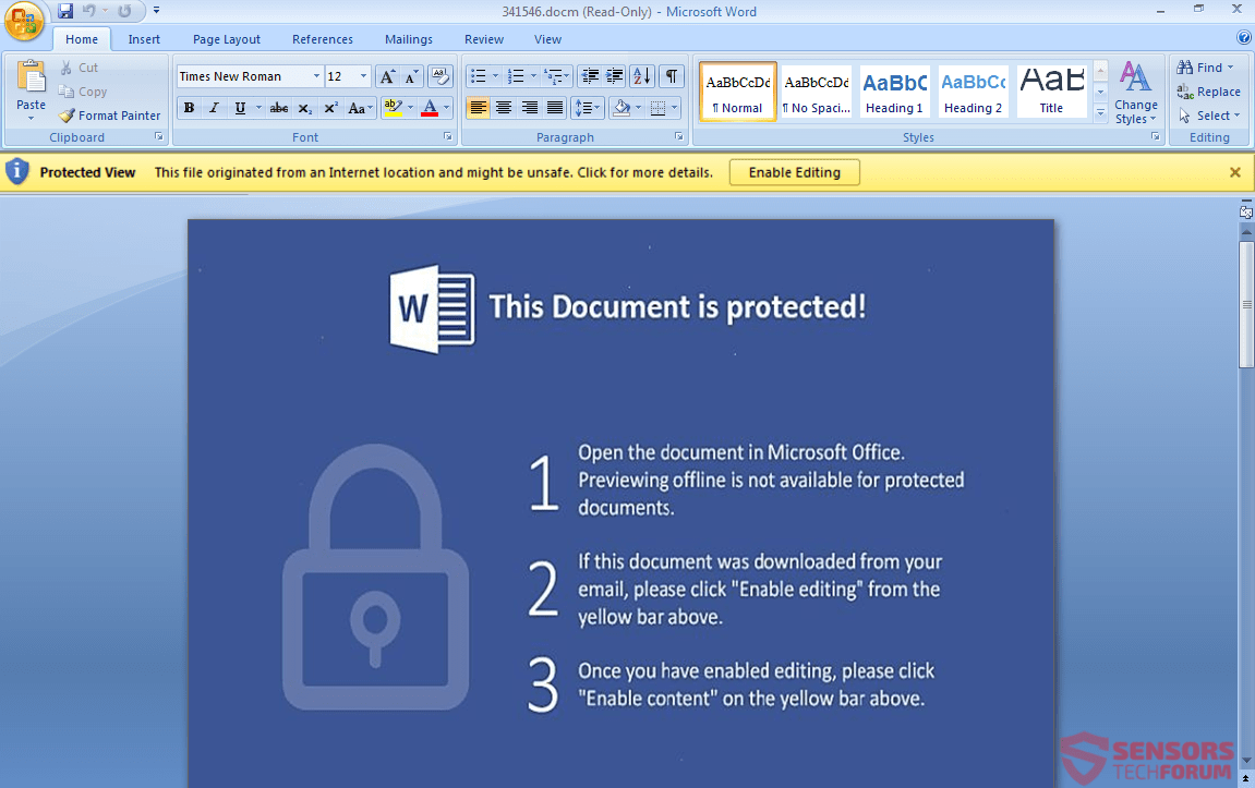 see how an open document looks on word