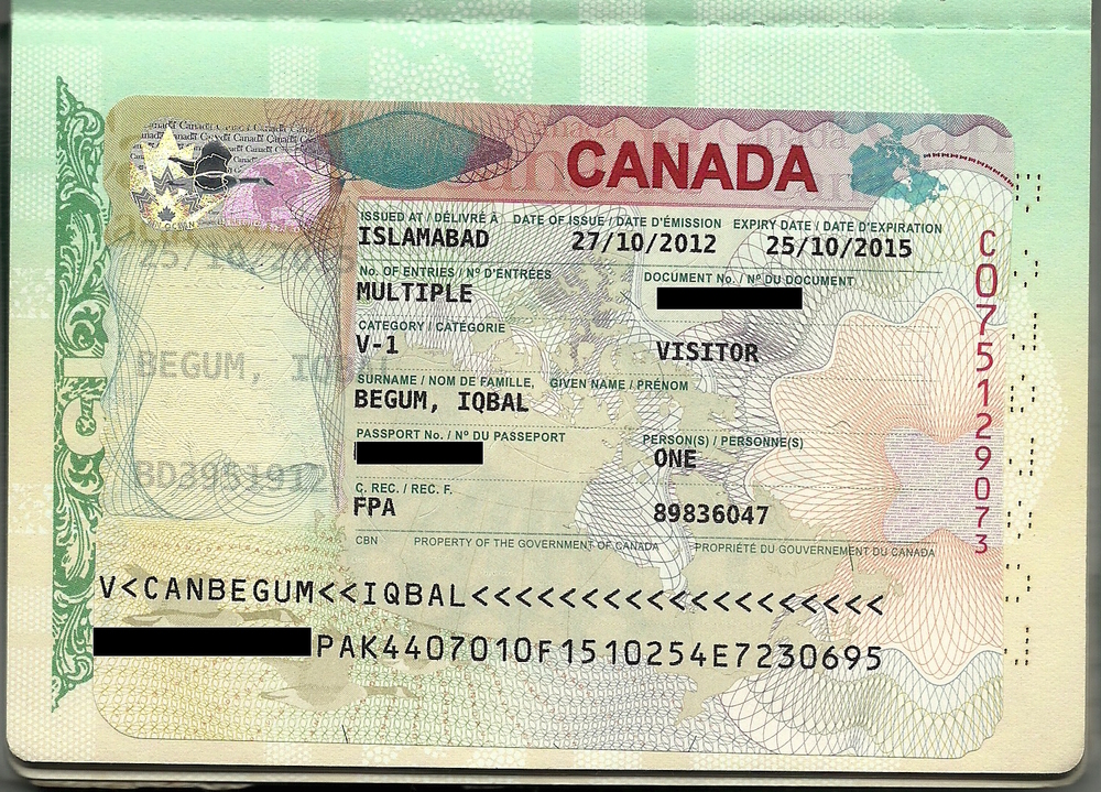 document number on canada visitor visa
