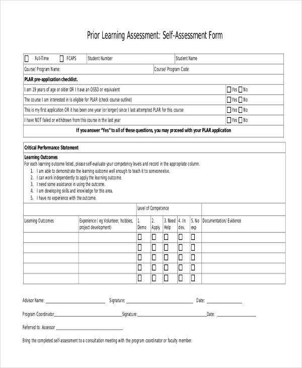 express education document assessment form