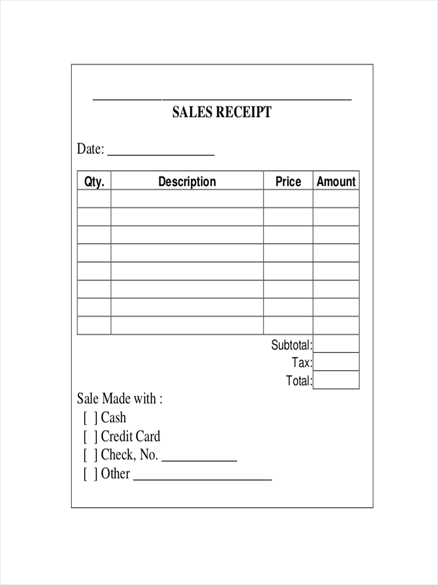 car sales receipt word document