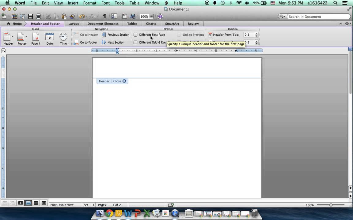 how to remove header from word document