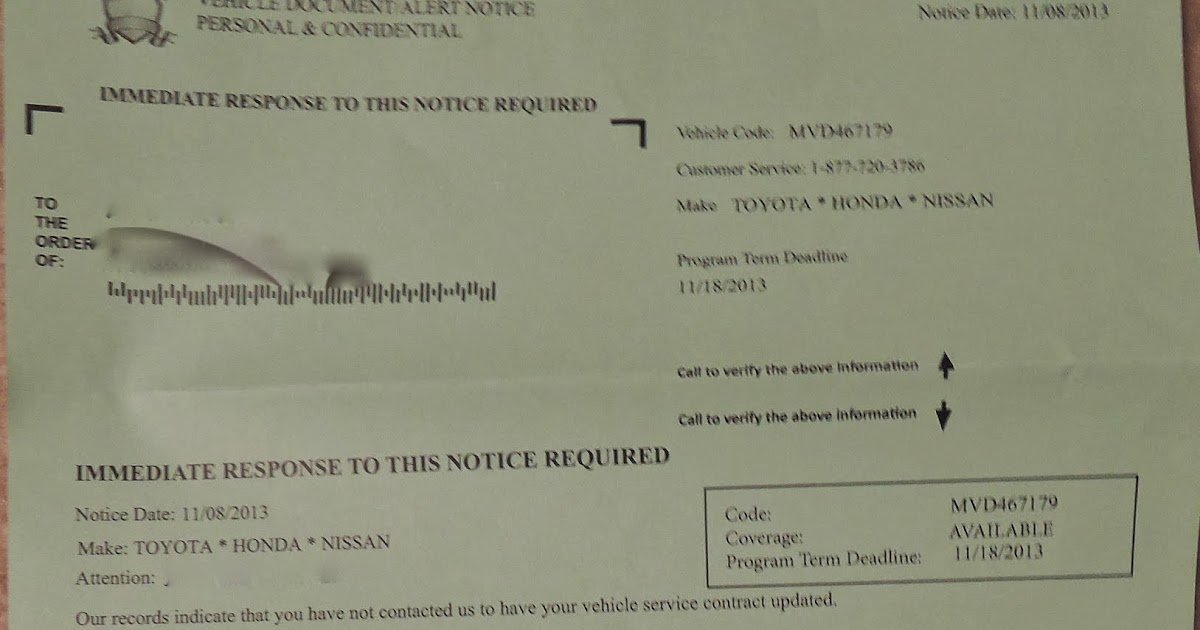 vehicle document alert notice personal and confidential